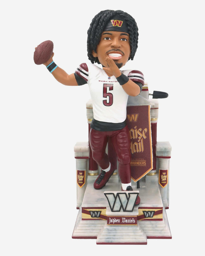 Jayden Daniels Washington Commanders Raise Hail Banner Raising Bobblehead FOCO - FOCO.com