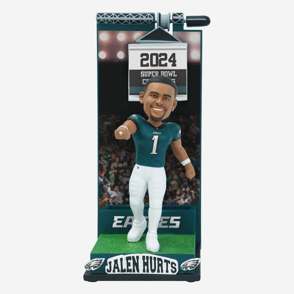 Jalen Hurts Philadelphia Eagles Banner Raising Bobblehead FOCO - FOCO.com