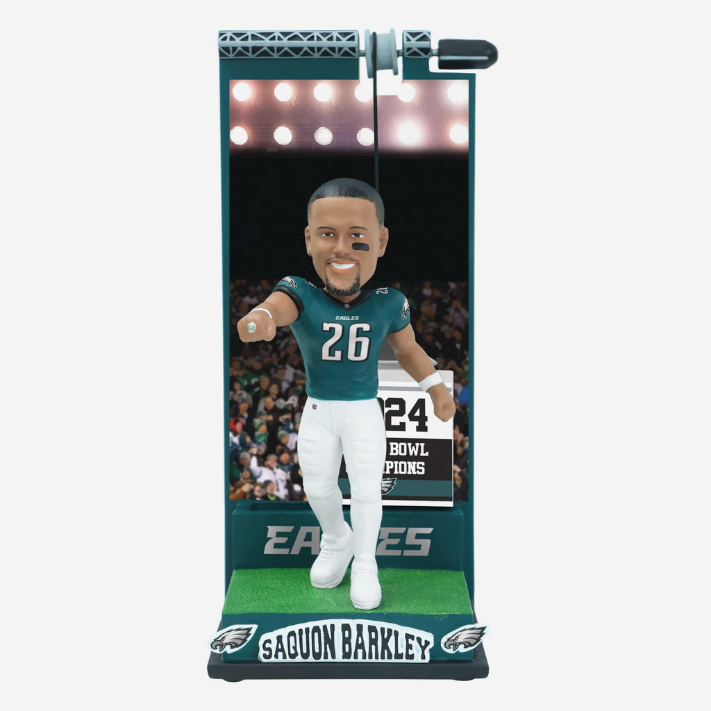 Saquon Barkley Philadelphia Eagles Banner Raising Bobblehead FOCO - FOCO.com