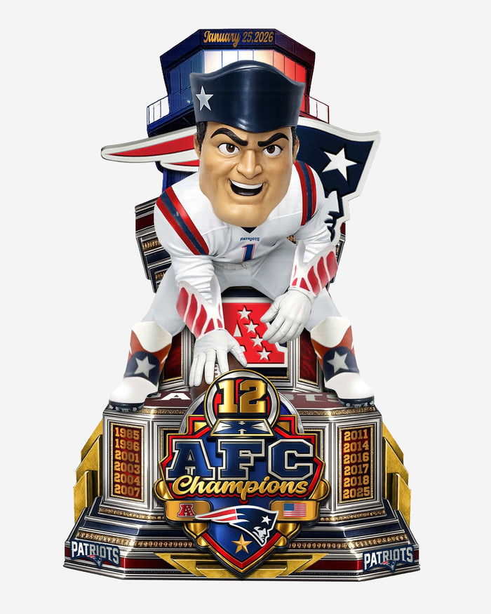 Pat Patriot New England Patriots 12X AFC Champions Mascot Bobblehead FOCO - FOCO.com