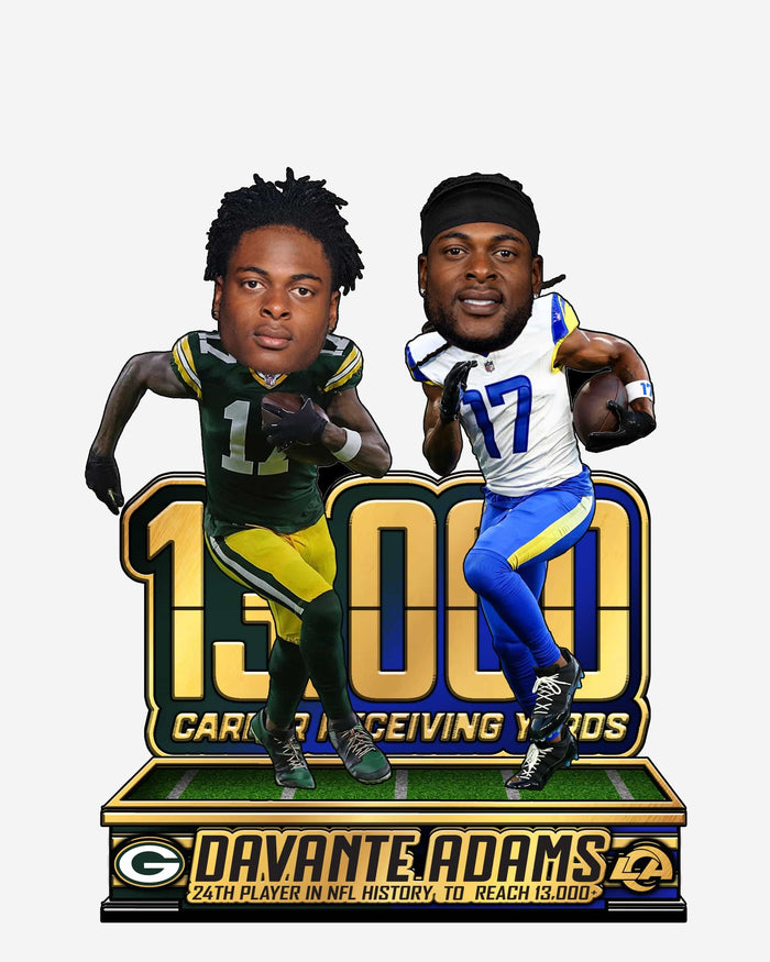 Davante Adams Los Angeles Rams & Green Bay Packers 13,000 Career Receiving Yards Dual Mini Bobblehead