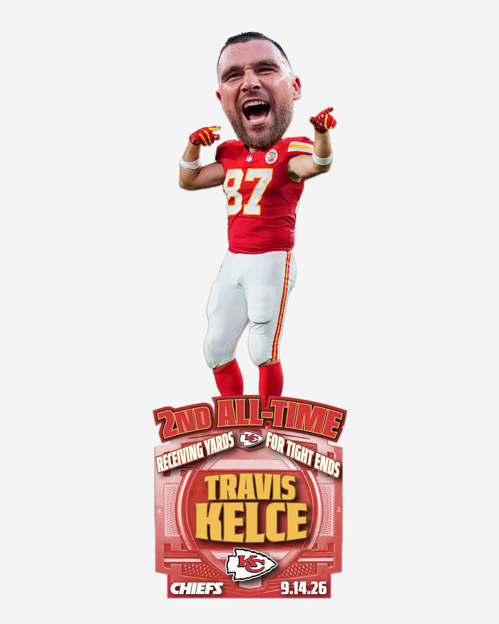 Travis Kelce Kansas City Chiefs Second All-Time Tight End Receiving Yards Bobblehead