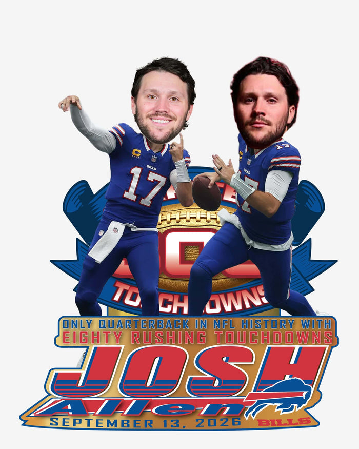 Josh Allen Buffalo Bills 300 Career Touchdowns & 80 Rushing Touchdowns NFL Record Bobblehead FOCO - FOCO.com