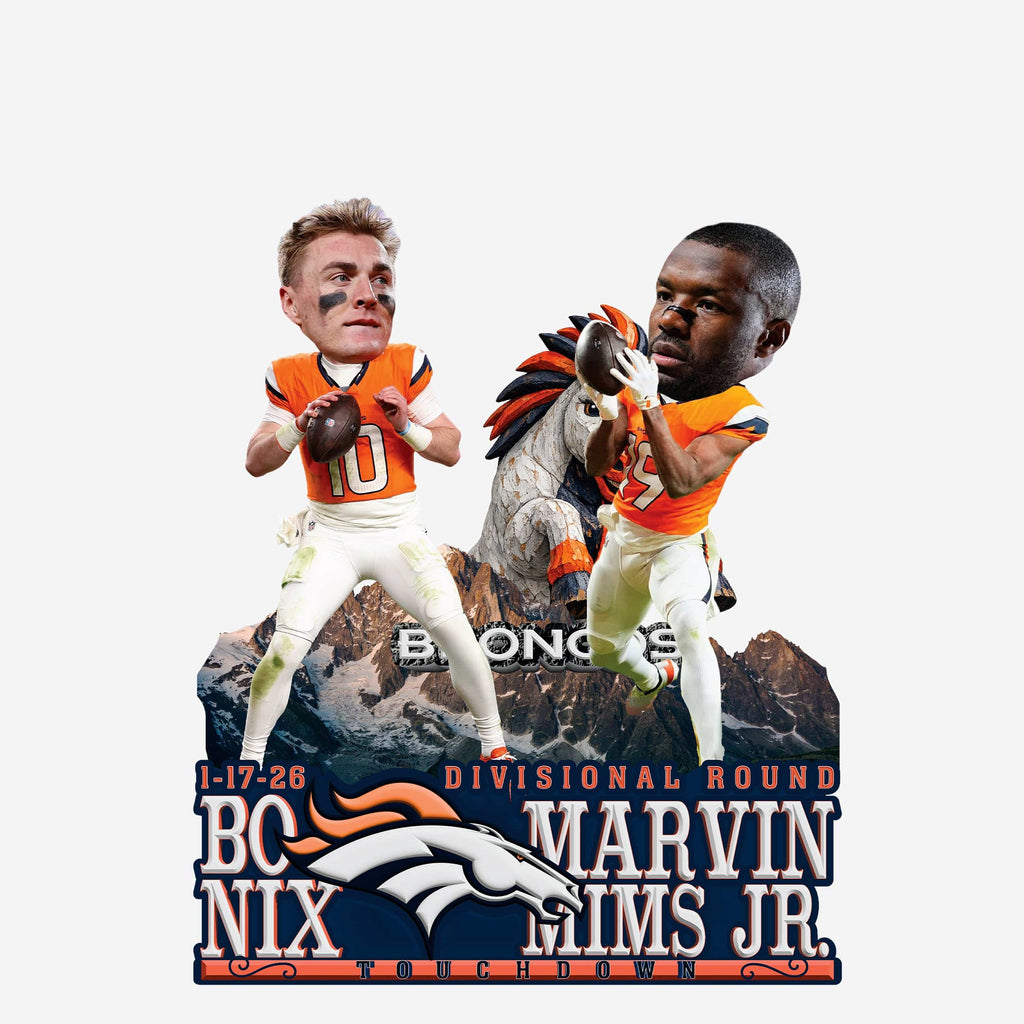 Bo Nix & Marvin Mims Jr Denver Broncos Divisional Round Touchdown Mini Dual Bobblehead FOCO - FOCO.com