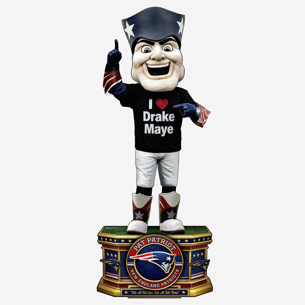 Pat the Patriot New England Patriots I Love Drake Maye Mascot Bobblehead