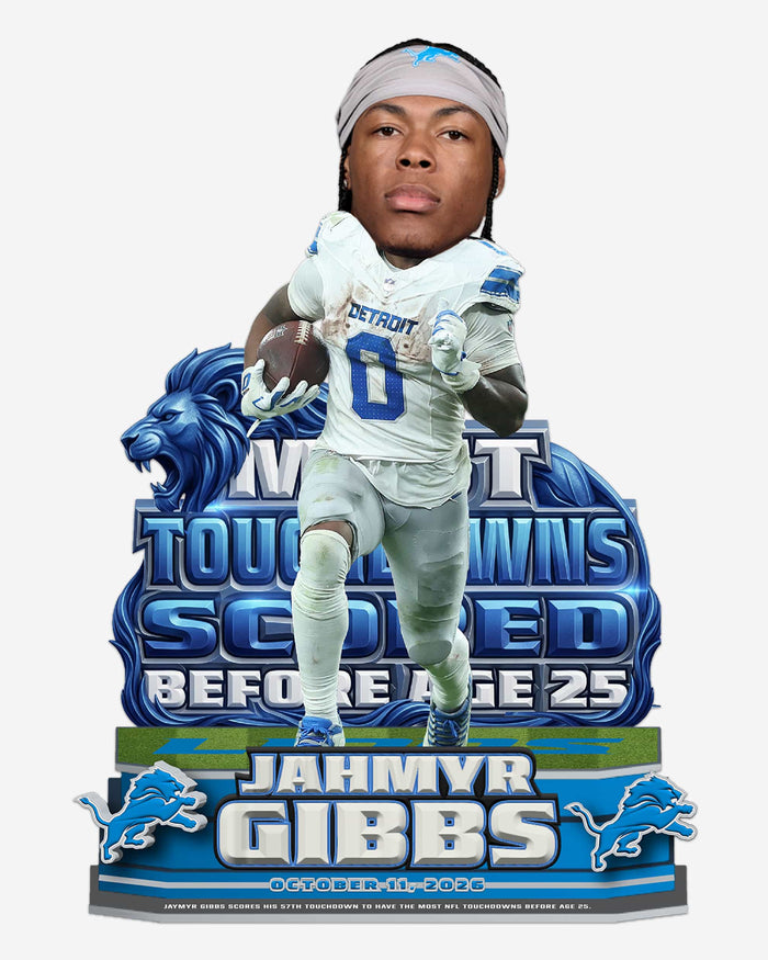 Jahmyr Gibbs Detroit Lions Under 25 NFL Touchdown Record Bobblehead FOCO - FOCO.com