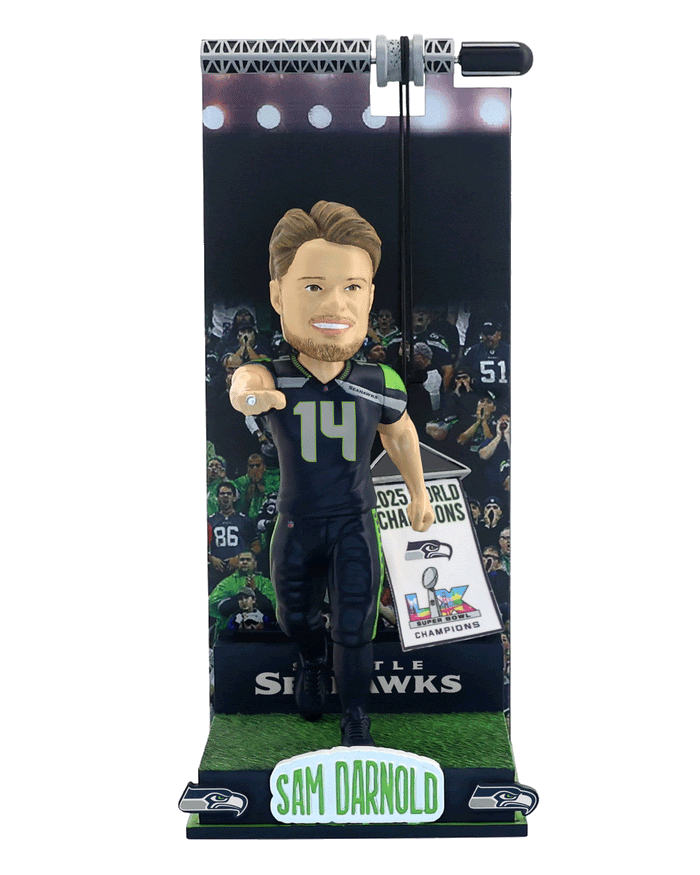 Sam Darnold Seattle Seahawks Banner Raising Bobblehead FOCO - FOCO.com