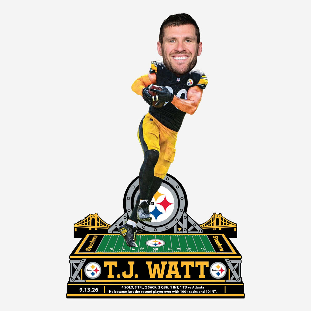 TJ Watt Pittsburgh Steelers First Career Pick-Six Gamebreaker Bobblehead FOCO - FOCO.com