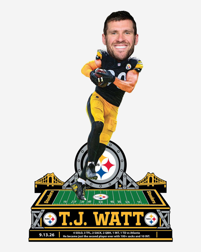 TJ Watt Pittsburgh Steelers First Career Pick-Six Gamebreaker Bobblehead FOCO - FOCO.com