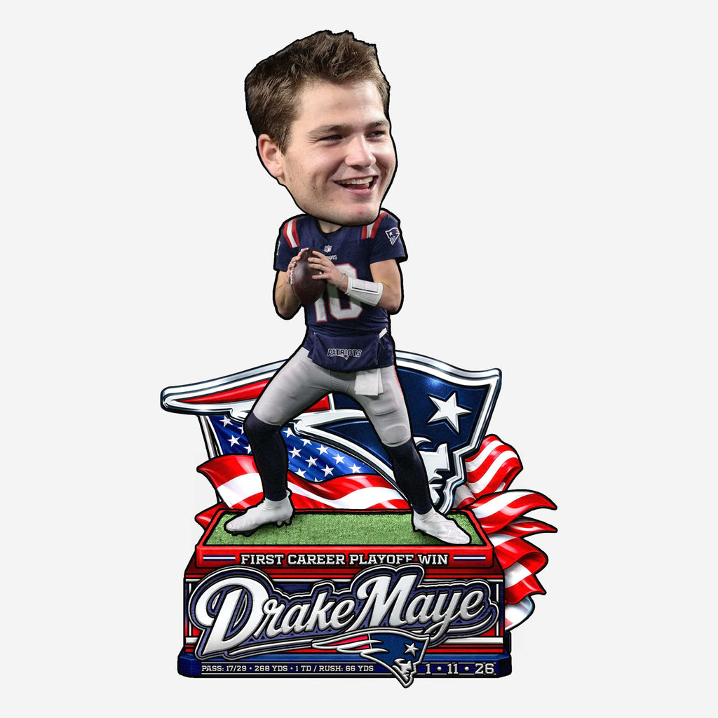 Drake Maye New England Patriots First Playoff Win Bobblehead FOCO - FOCO.com