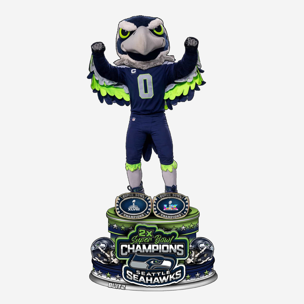 Blitz Seattle Seahawks Super Bowl LX Champions 2x Mascot Celebration Bobblehead