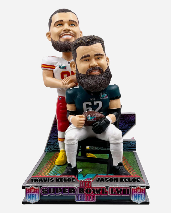 Travis Kelce & Jason Kelce Kansas City Chiefs & Philadelphia Eagles Dual Bobblehead FOCO - FOCO.com