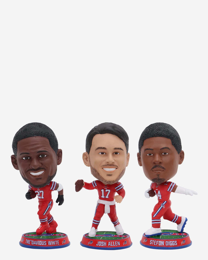 Josh Allen & Stefon Diggs & Tre'Davious White Buffalo Bills 3 Pack Field Stripe Mini Bighead Bobblehead Set FOCO - FOCO.com