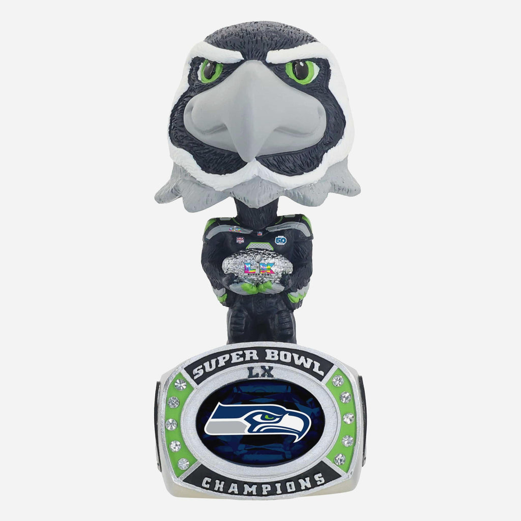 Blitz Seattle Seahawks Super Bowl LX Champions Mascot Ring Base Bighead Bobblehead FOCO - FOCO.com