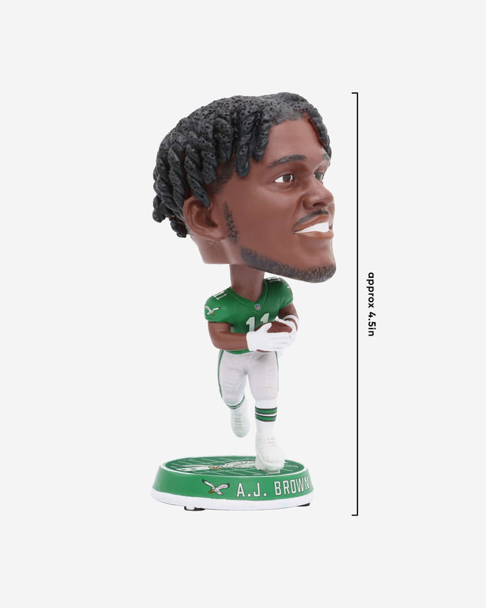 AJ Brown Philadelphia Eagles Kelly Green Uniform Field Stripe Mini Bighead Bobblehead FOCO - FOCO.com