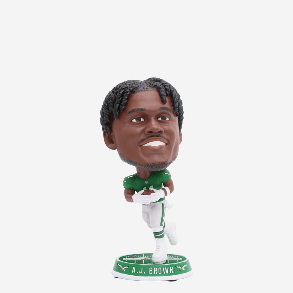 AJ Brown Philadelphia Eagles Kelly Green Uniform Field Stripe Mini Bighead Bobblehead FOCO - FOCO.com