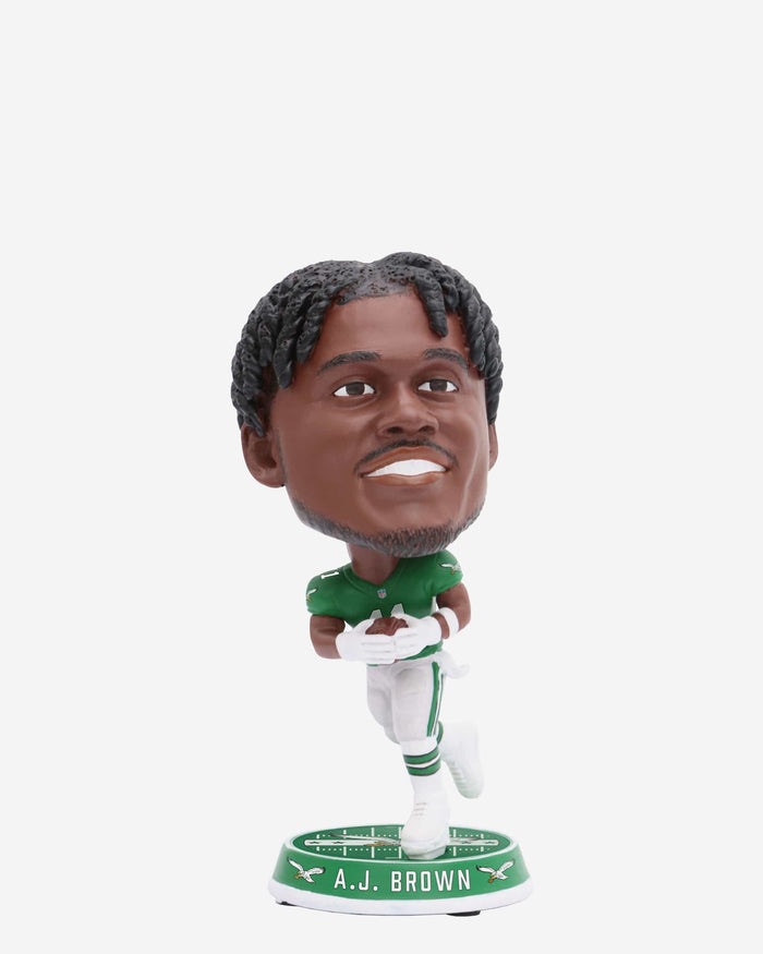 AJ Brown Philadelphia Eagles Kelly Green Uniform Field Stripe Mini Bighead Bobblehead FOCO - FOCO.com