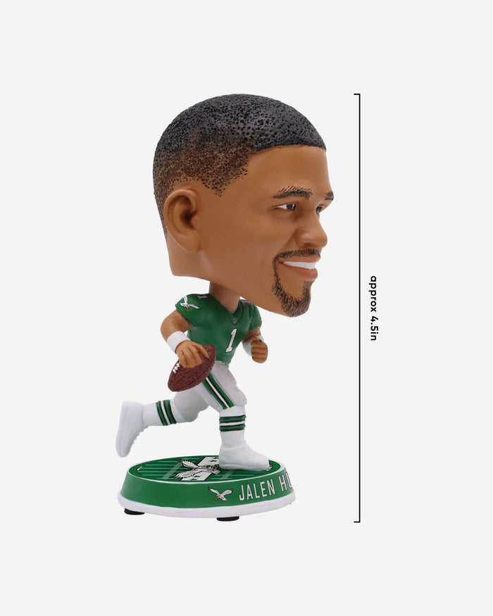 Jalen Hurts Philadelphia Eagles Kelly Green Uniform Field Stripe Mini Bighead Bobblehead FOCO - FOCO.com