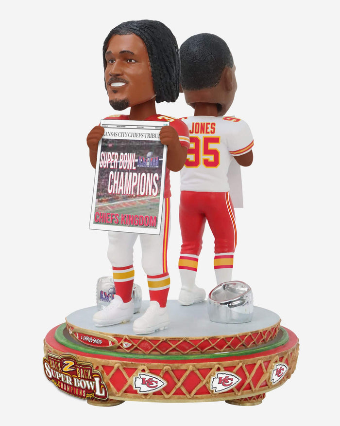 L'Jarius Sneed & Chris Jones Kansas City Chiefs Super Bowl LVIII Champions Dual Spinner Bobblehead FOCO - FOCO.com