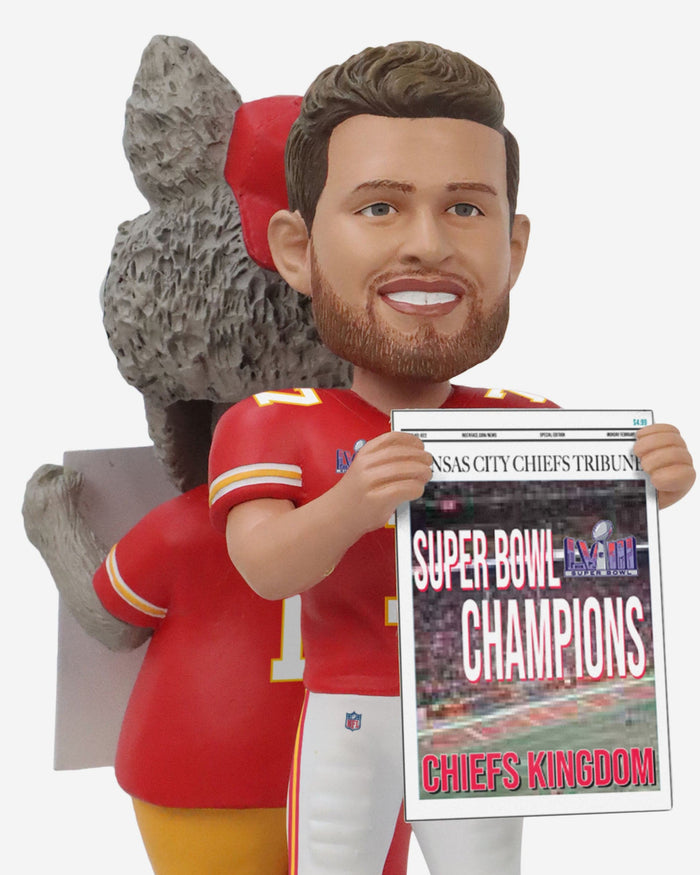 Harrison Butker & KC Wolf Kansas City Chiefs Super Bowl LVIII Champions Dual Spinner Bobblehead FOCO - FOCO.com