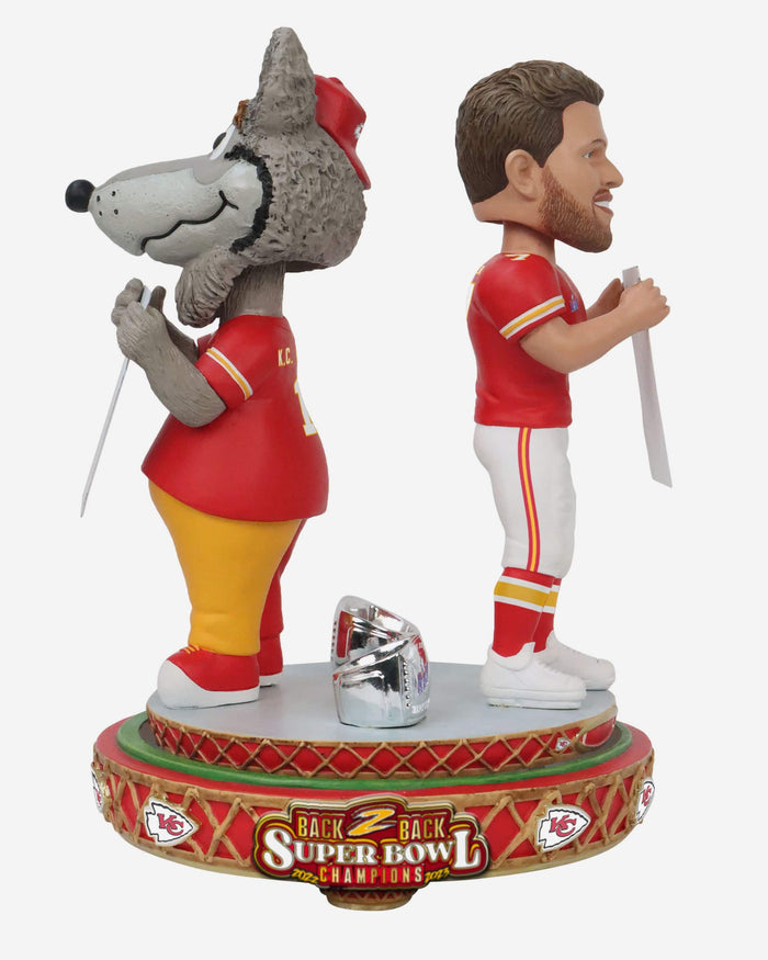 Harrison Butker & KC Wolf Kansas City Chiefs Super Bowl LVIII Champions Dual Spinner Bobblehead FOCO - FOCO.com