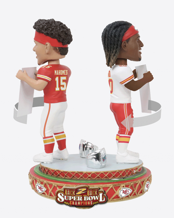Patrick Mahomes & Justin Reid Kansas City Chiefs Super Bowl LVIII Champions Dual Spinner Bobblehead FOCO - FOCO.com