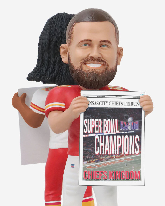 Travis Kelce & Isiah Pacheco Kansas City Chiefs Super Bowl LVIII Champions Dual Spinner Bobblehead FOCO - FOCO.com