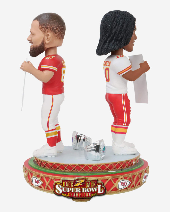 Travis Kelce & Isiah Pacheco Kansas City Chiefs Super Bowl LVIII Champions Dual Spinner Bobblehead FOCO - FOCO.com