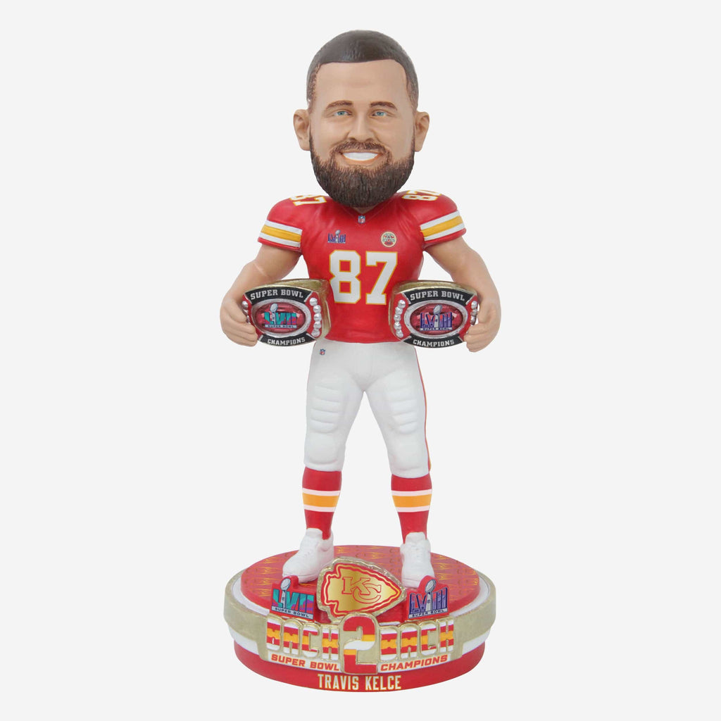 Travis Kelce Kansas City Chiefs Super Bowl LVIII Champions Bobblehead FOCO - FOCO.com