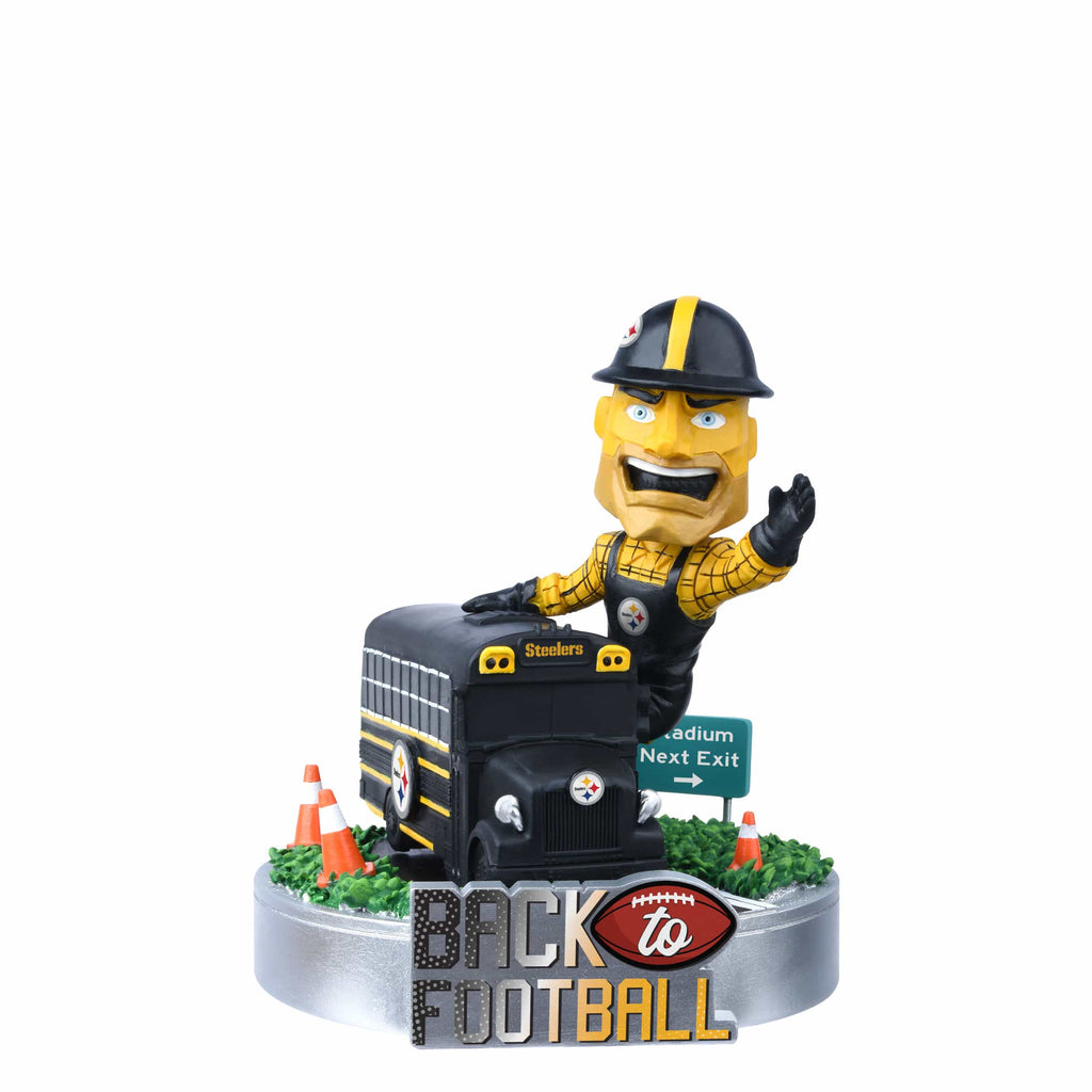 Steely McBeam Pittsburgh Steelers Back to Football Bus Mascot Mini Bobblehead