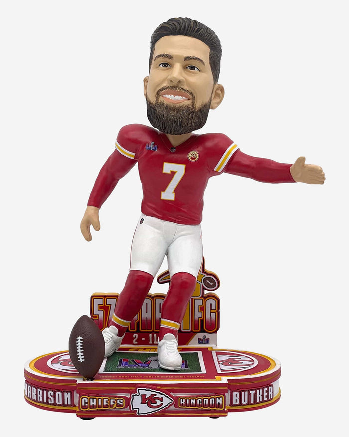 Harrison Butker Kansas City Chiefs Super Bowl Record 57 Yard Field Goal Bobblehead FOCO - FOCO.com