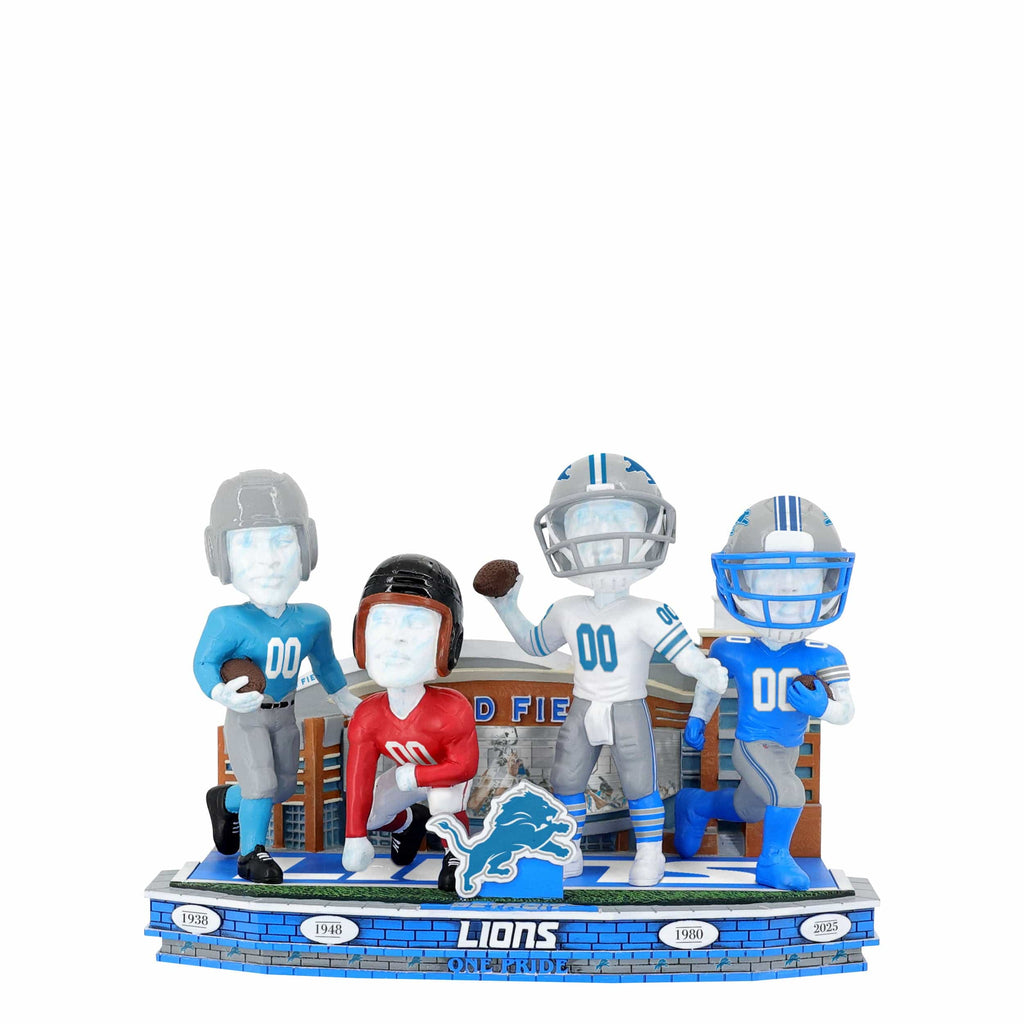 Detroit Lions Football Uniform Timeline Mini Bobblehead Scene