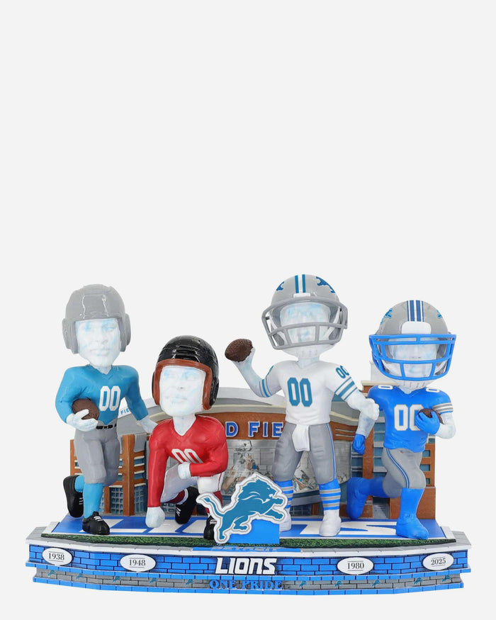 Detroit Lions Football Uniform Timeline Mini Bobblehead Scene