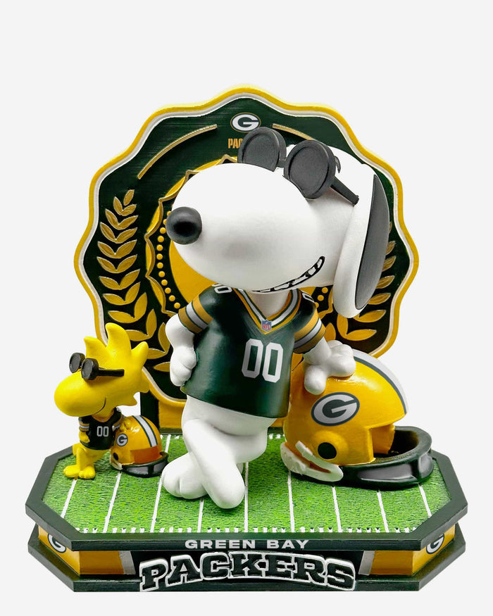 Green Bay Packers Snoopy & Woodstock Joe Cool Peanuts Dual Bobblehead FOCO - FOCO.com