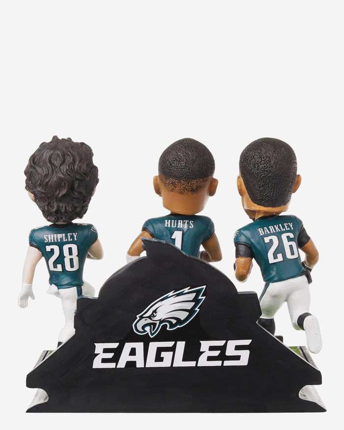 Saquon Barkley & Will Shipley & Jalen Hurts Philadelphia Eagles NFC Championship 7 Rushing Touchdowns Mini Bobblehead Scene FOCO - FOCO.com
