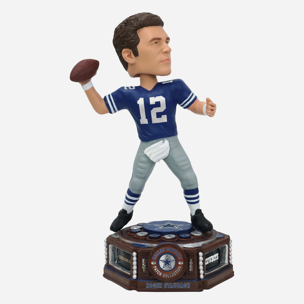 Roger Staubach Dallas Cowboys Patch Collection Bobblehead FOCO - FOCO.com