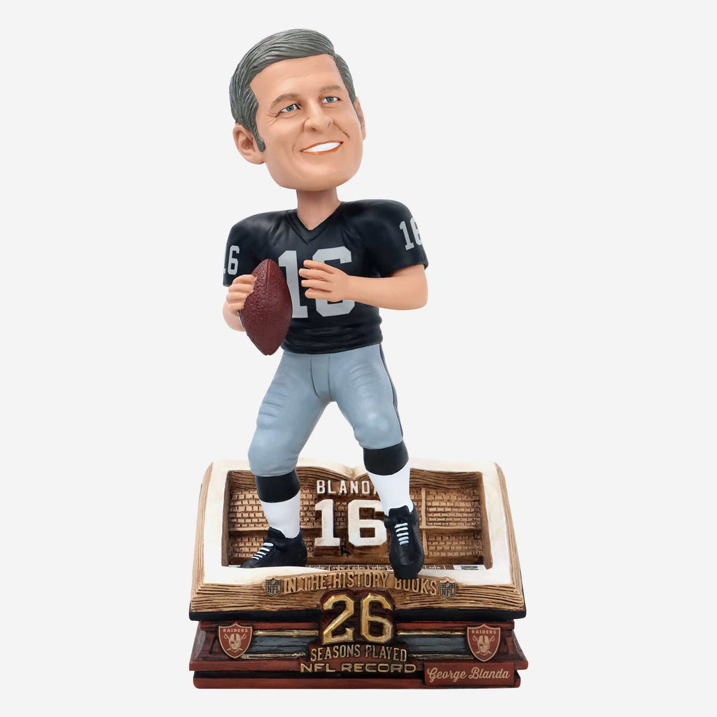 George Blanda Oakland Raiders All-Time Seasons Played Record Book Bobblehead FOCO - FOCO.com