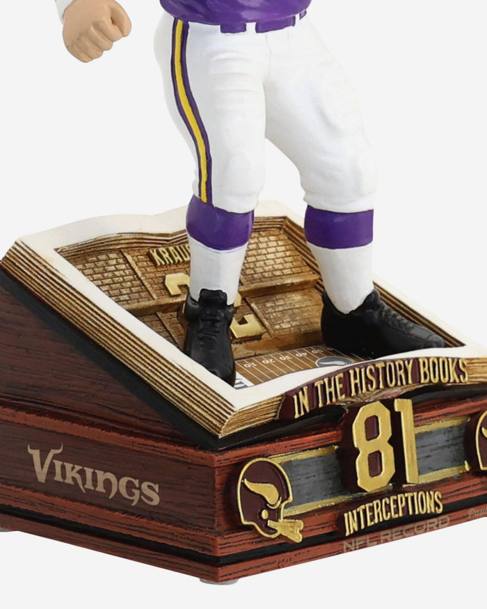 Paul Krause Minnesota Vikings 81 Career Interceptions Record Book Bobblehead FOCO - FOCO.com