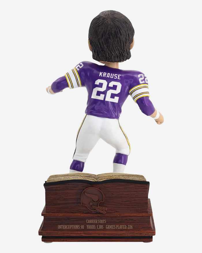 Paul Krause Minnesota Vikings 81 Career Interceptions Record Book Bobblehead FOCO - FOCO.com