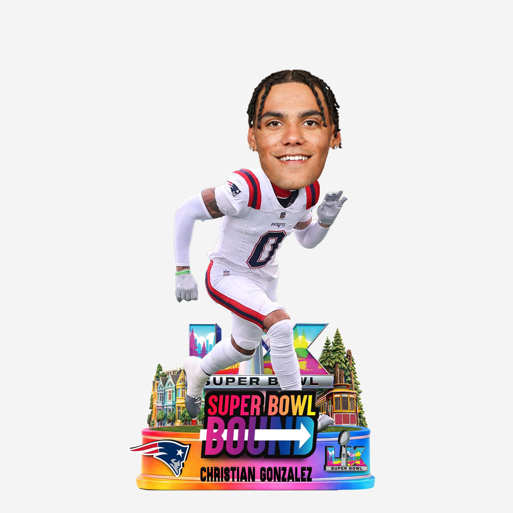 Christian Gonzalez New England Patriots Super Bowl LX Bound Bobblehead FOCO - FOCO.com