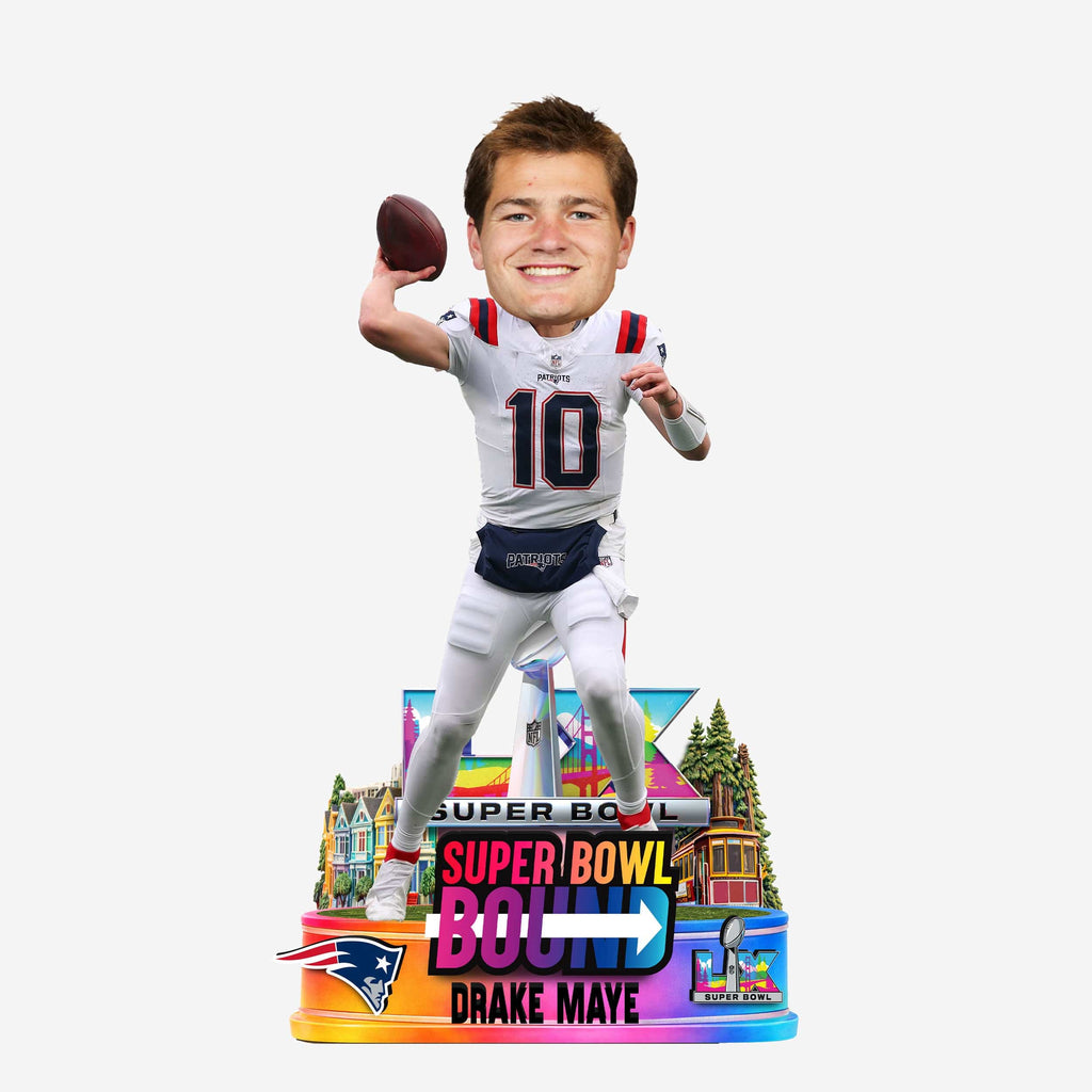Drake Maye New England Patriots Super Bowl LX Bound Bobblehead FOCO - FOCO.com