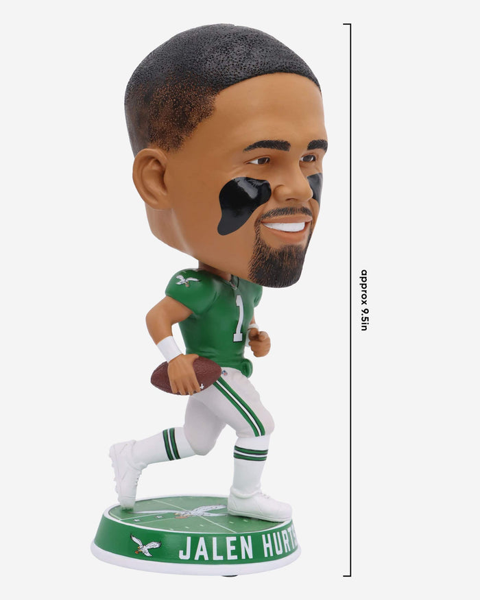 Jalen Hurts Philadelphia Eagles Kelly Green Uniform Field Stripe Bighead Bobblehead FOCO - FOCO.com