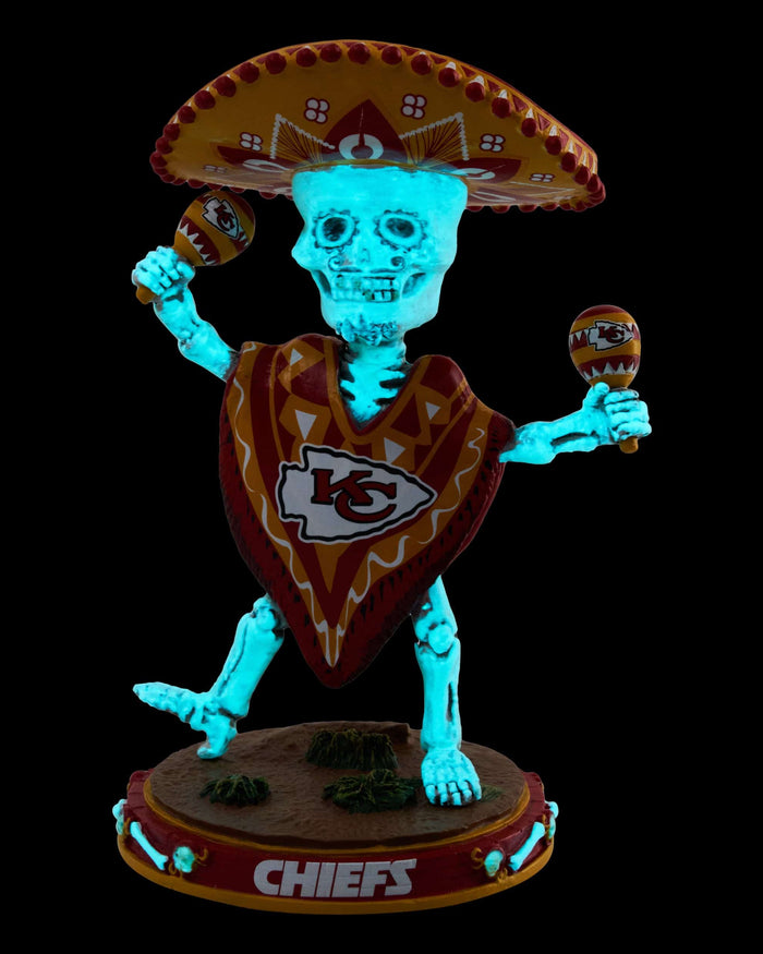 Kansas City Chiefs Calavera Glow in the Dark Bobblehead FOCO - FOCO.com