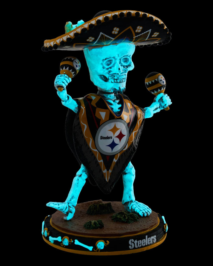 Pittsburgh Steelers Calavera Glow in the Dark Bobblehead FOCO - FOCO.com