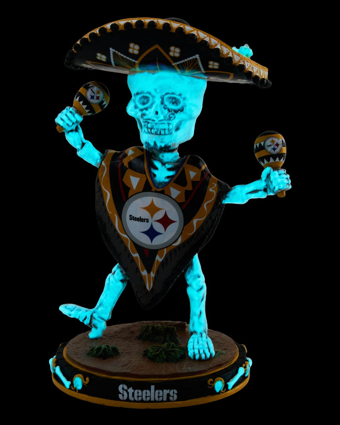 Pittsburgh Steelers Calavera Glow in the Dark Bobblehead FOCO - FOCO.com