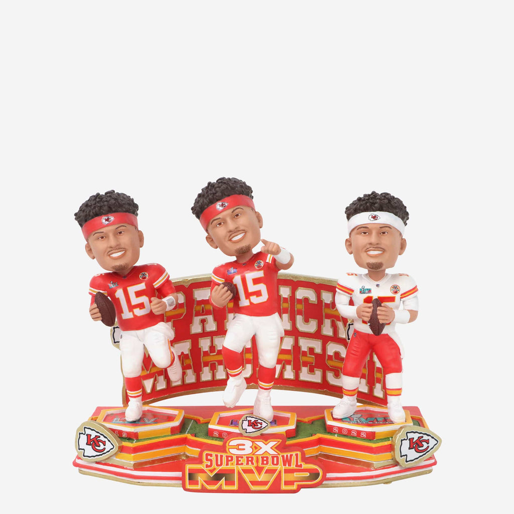 Patrick Mahomes Kansas City Chiefs 3x Super Bowl MVP Bobblehead FOCO - FOCO.com