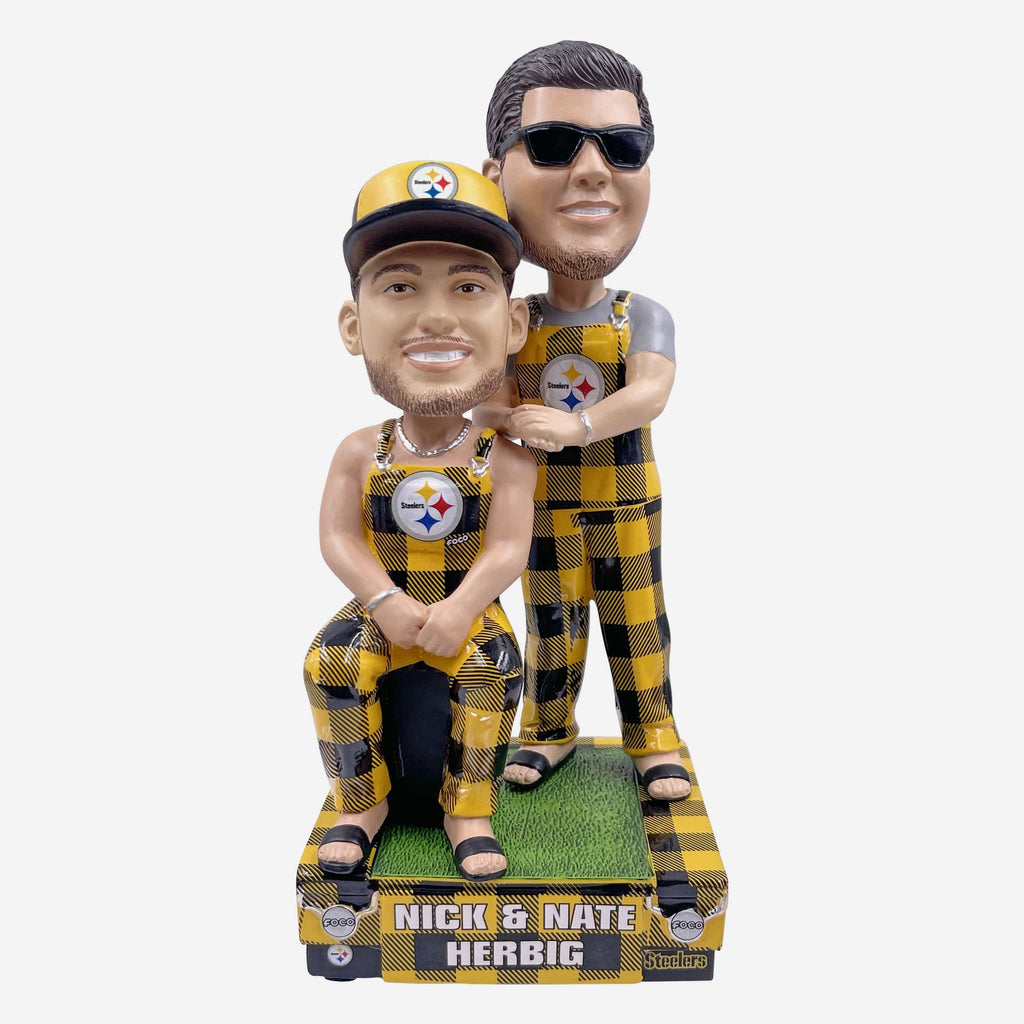 Nick Herbig & Nate Herbig Pittsburgh Steelers Bib Overalls Dual Bobblehead FOCO - FOCO.com