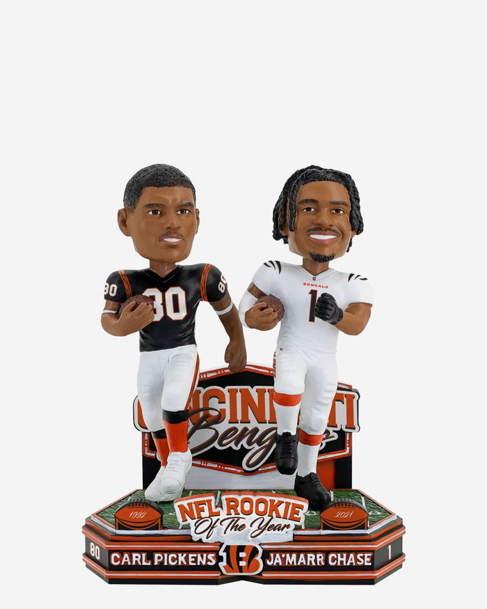 Carl Pickens & Ja'Marr Chase Cincinnati Bengals 1992 & 2021 Rookie of the Year Dual Bobblehead FOCO - FOCO.com