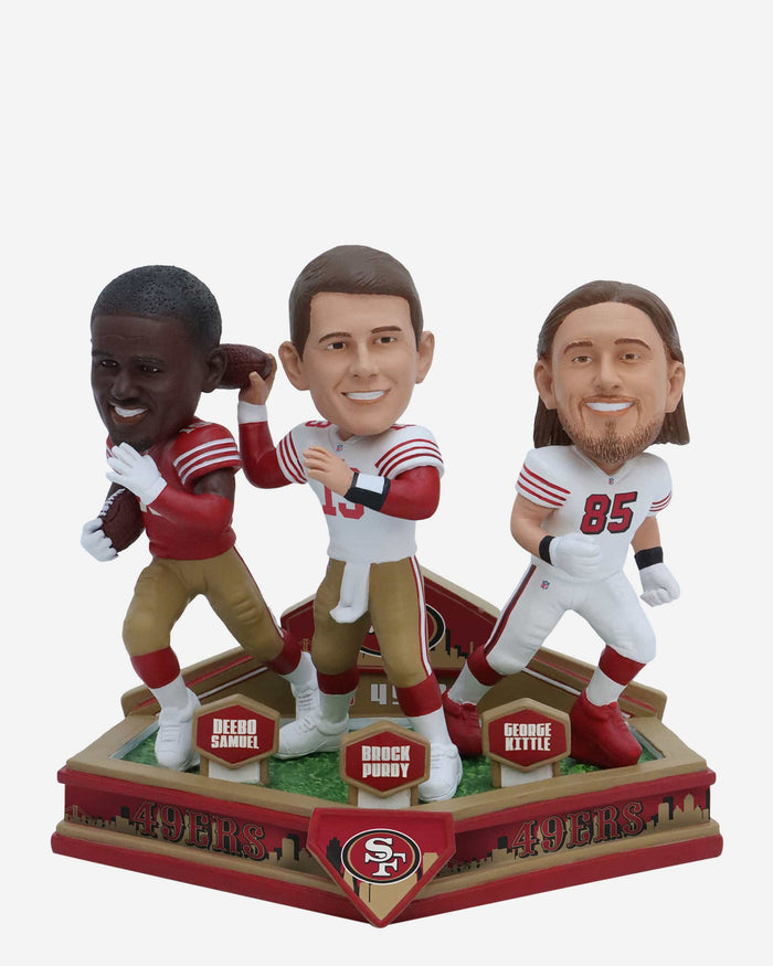 Brock Purdy & Deebo Samuel & George Kittle San Francisco 49ers Triple Bobblehead FOCO - FOCO.com