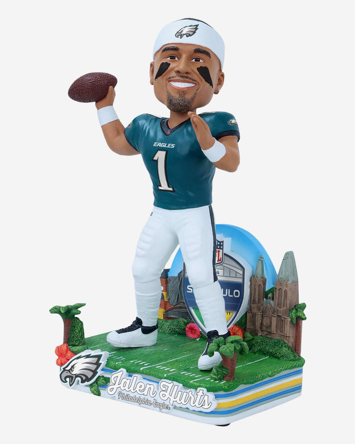 Jalen Hurts Philadelphia Eagles 2024 International Game Bobblehead FOCO - FOCO.com